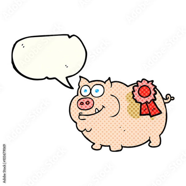 Fototapeta comic book speech bubble cartoon prize winning pig