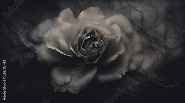 Fototapeta white rose on black background