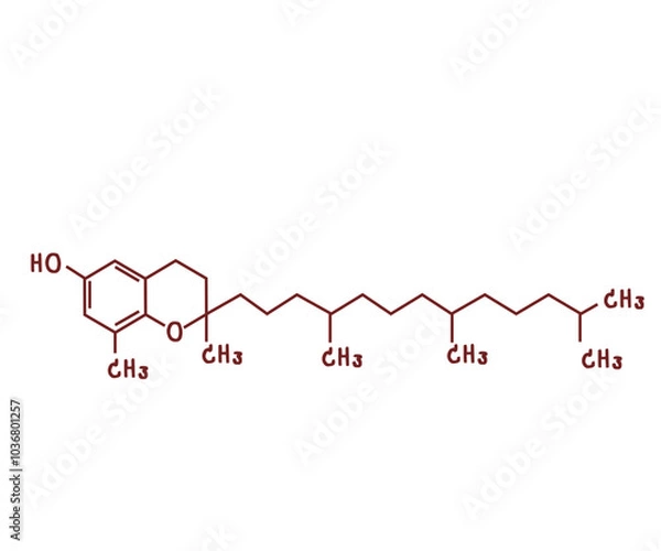 Fototapeta chemical structure of VitaminE or Deltatocopherol illustration