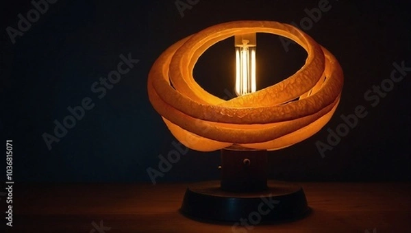 Obraz A glowing orange with its peel spiraling away