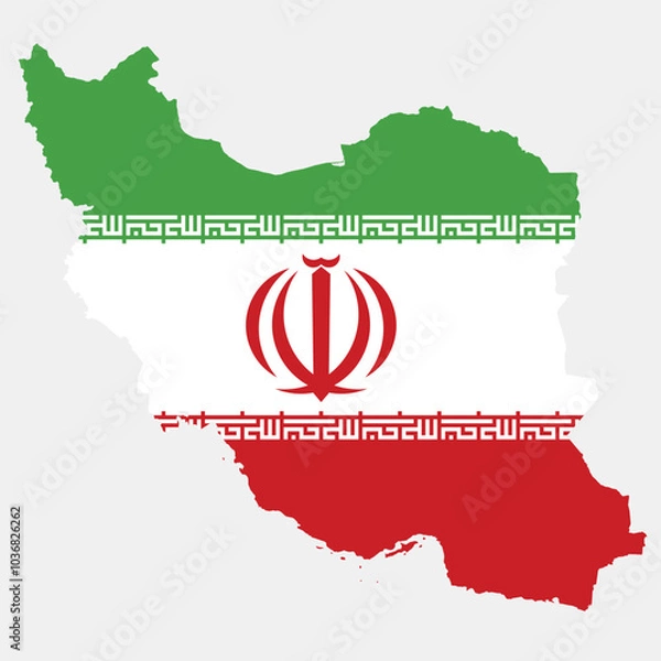 Fototapeta Iran map with in flag