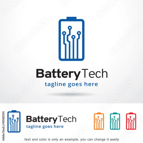 Fototapeta Battery Tech Logo Template Design Vector