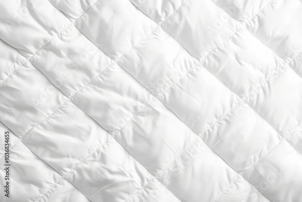 Fototapeta White Quilt Texture Background. Close-up of Soft Fabric Blanket