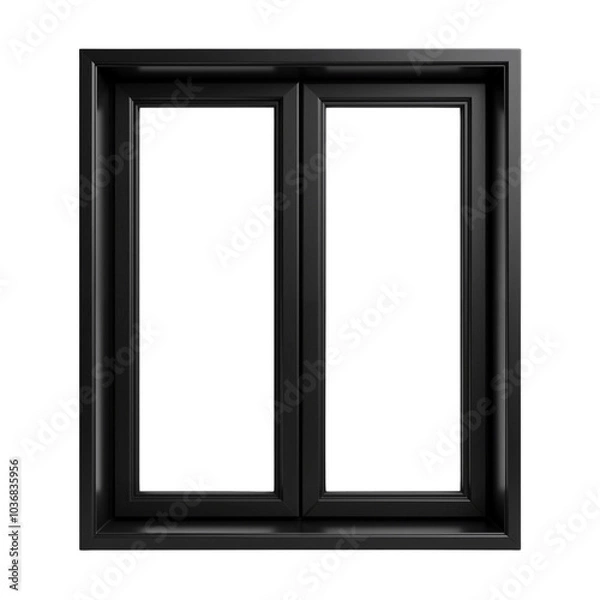 Fototapeta Stylish Black Double Window Design with Elegant Frame Aesthetic