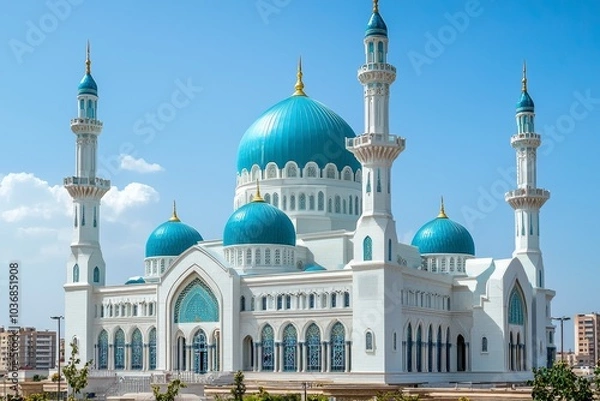 Fototapeta Beautiful mosque as a place of worship for Muslims created with Generative AI