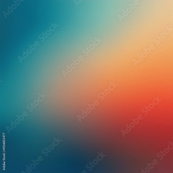 Fototapeta blurred grainy color gradient background in blue, teal, red, beige, and orange, perfect for creating eye-catching posters and banners.