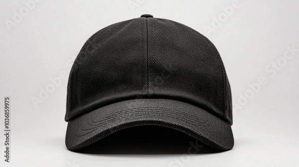 Obraz Minimalist Black Baseball Cap on Neutral Background