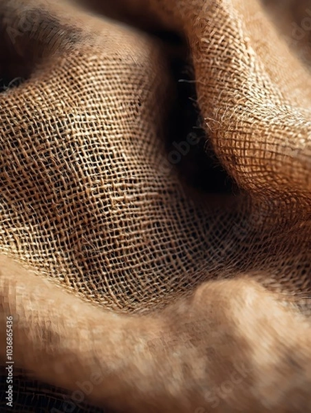 Fototapeta Close-up of textured burlap fabric, showcasing its natural fibers and earthy tones, perfect for rustic or vintage-inspired designs.