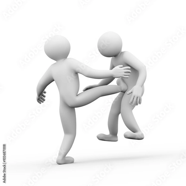Obraz 3d people fighting together