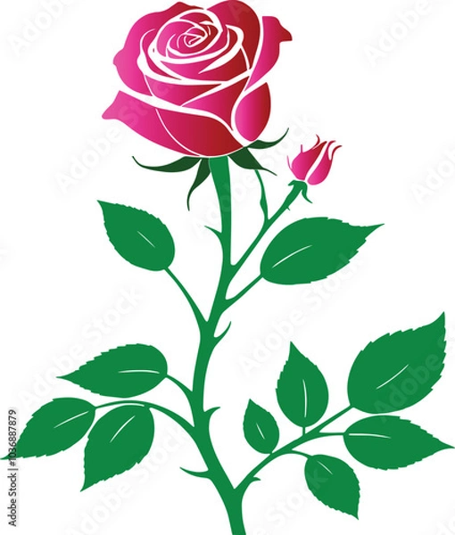Obraz Red Rose Vector Art Style