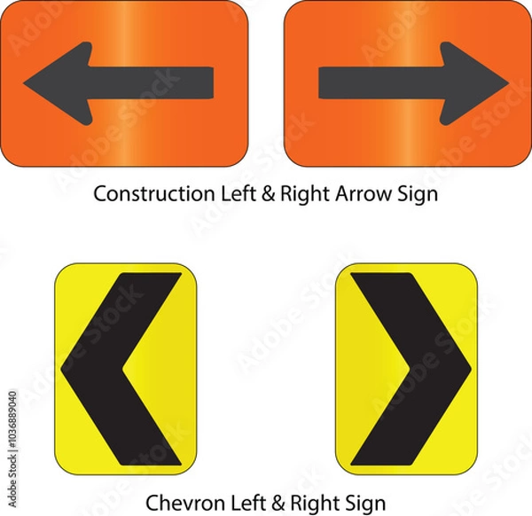 Obraz Construction Left & Right Arrow Chevron Sign