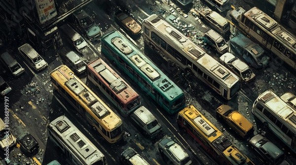 Fototapeta A visual representation of how public transportation affects poverty levels.