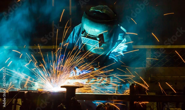 Obraz welder Industrial automotive part in factory