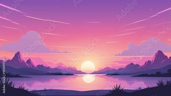 Obraz sunset in the mountains