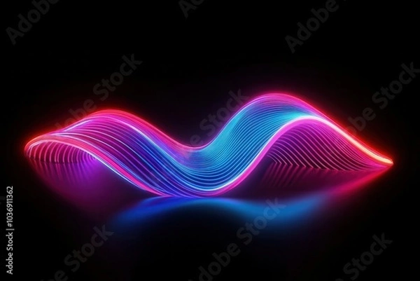 Obraz Futuristic Neon Wave, a vibrant energy flow with glowing patterns, pulsating colors creating a dynamic and immersive atmosphere.
