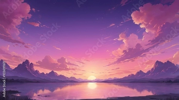 Obraz sunset in the mountains