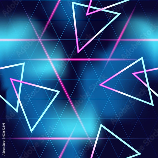 Fototapeta 80's futuristic seamless neon background