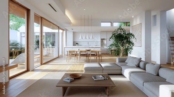 Fototapeta The front and interior designs of the residence