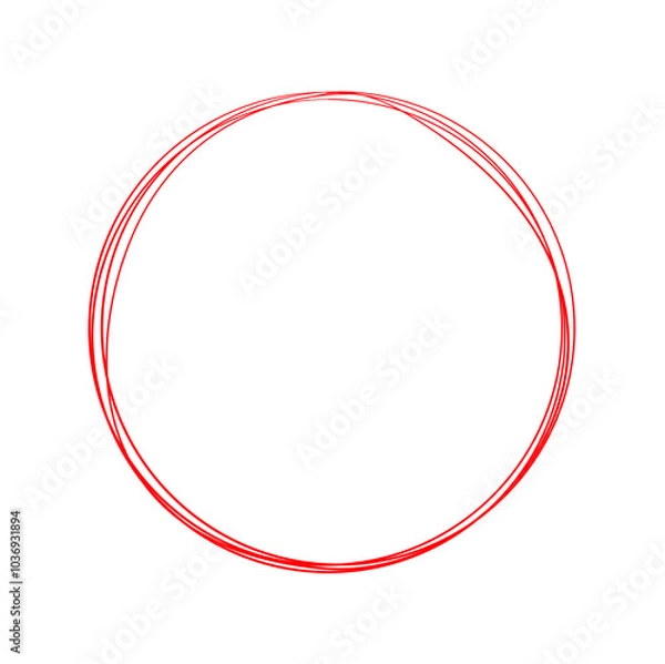 Fototapeta red circle line hand drawn
