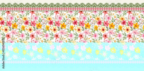 Obraz Dupatta Pattern and Seamless Design Vector FIle