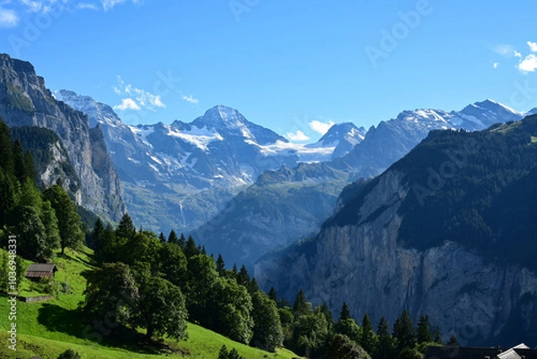Fototapeta Alpine Peaks with Breithorn Central, Switzerland