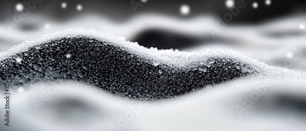 Fototapeta  A monochrome image of a snow-capped hill, adorned with snowflakes at its peak and base