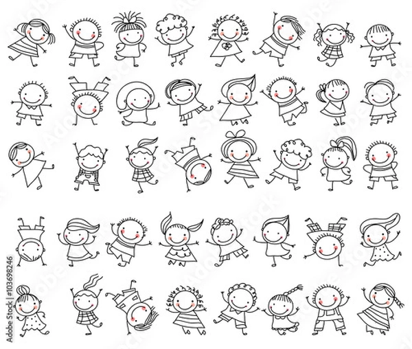 Obraz Group of sketch kids