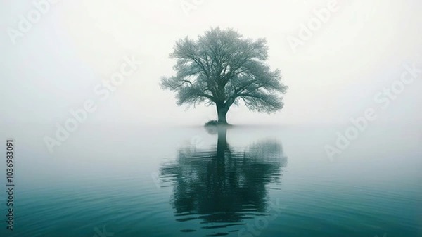 Fototapeta A tree is reflected in the water