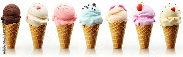 Obraz Seven Different Flavors of Ice Cream Cones