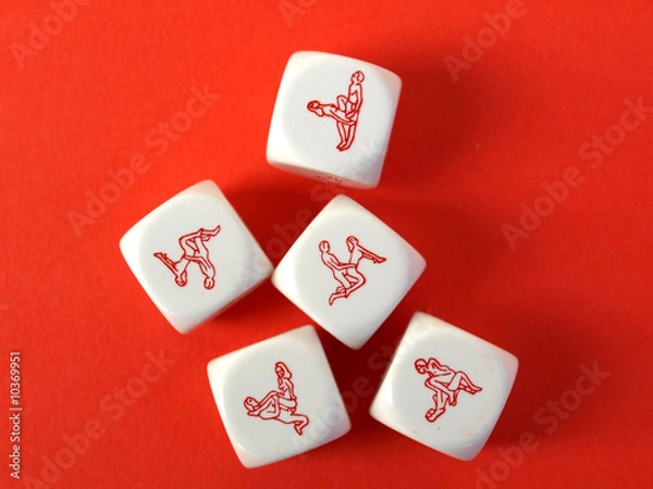 Fototapeta Erotic dices on red background