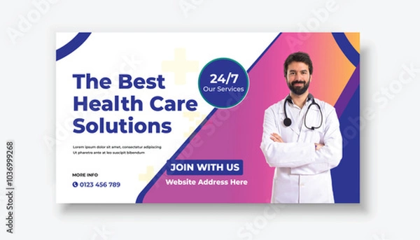 Fototapeta Medical healthcare youtube thumbnail and web banner template