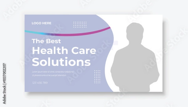 Fototapeta Flat design of medical youtube thumbnail.