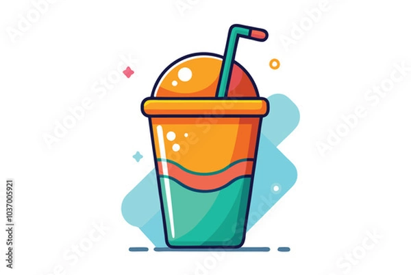 Fototapeta Refreshing Bubble Tea Vector Illustration with Tapioca Pearls