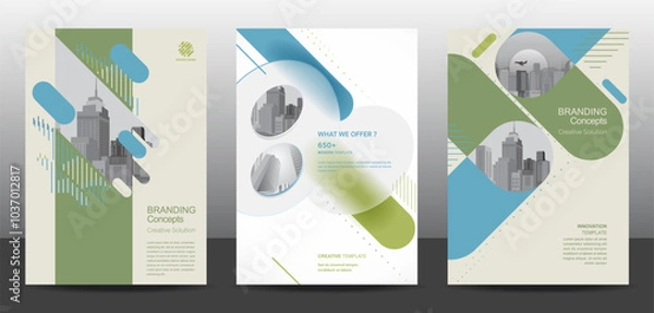 Fototapeta Template vector design for Brochure, AnnualReport, Corporate Presentation, Portfolio, Flyer, layout modern, posters set with grapient shape patterns. Eps10