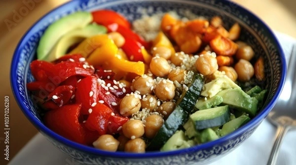 Obraz Colorful Healthy Grain Bowl with Fresh Vegetables