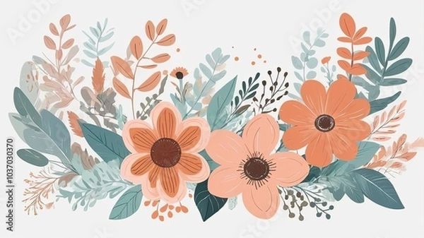 Fototapeta vector pattern flower boho abstract pattern background