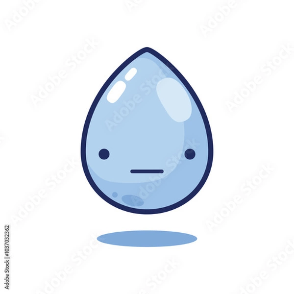Obraz cute and funny 2d illustration of a cartoon character a water drop on white background background