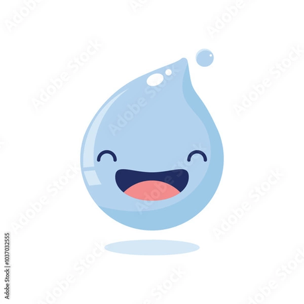 Obraz cute and funny 2d illustration of a cartoon character a water drop on white background background
