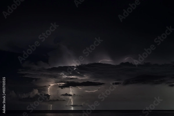 Obraz Lightning strike over the sea