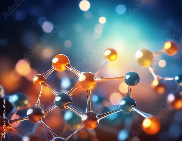 Fototapeta Close-Up of a Molecule Structure Representing Chemistry and Science