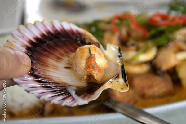 Obraz Sea clam of Peruvian dish Pescado a lo Macho