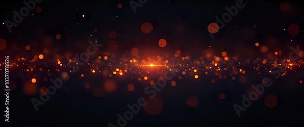 Obraz Abstract orange particles floating in a dark background