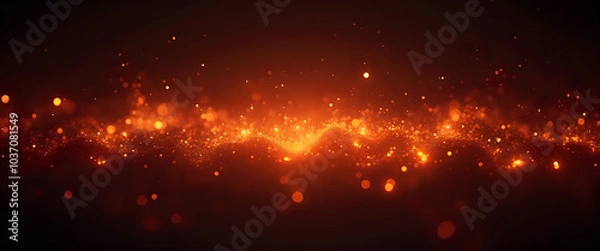 Fototapeta Glowing sparks flying in a fiery abstract scene
