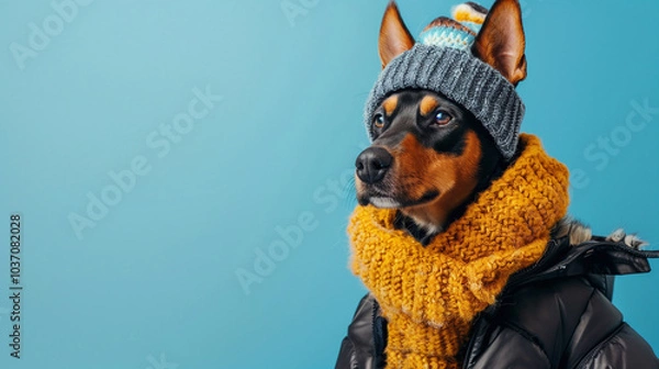 Obraz Australian Kelpie on blue background