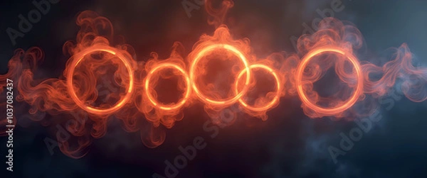 Obraz Abstract glowing orange energy loops in a dark background