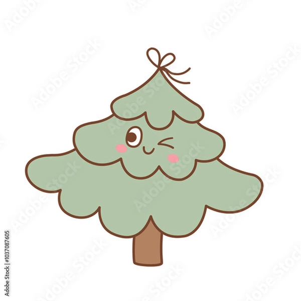 Obraz Cute Christmas tree vector illustration