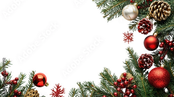 Obraz Christmas decorations, white background, transparent background