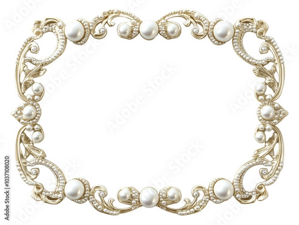 Fototapeta Elegant pearl frame design, white background, transparent background