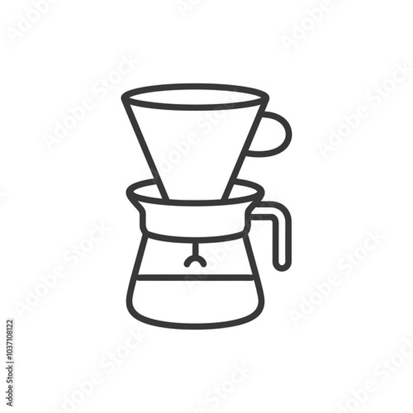 Fototapeta Line Drawing of a Coffee Maker with a Filter