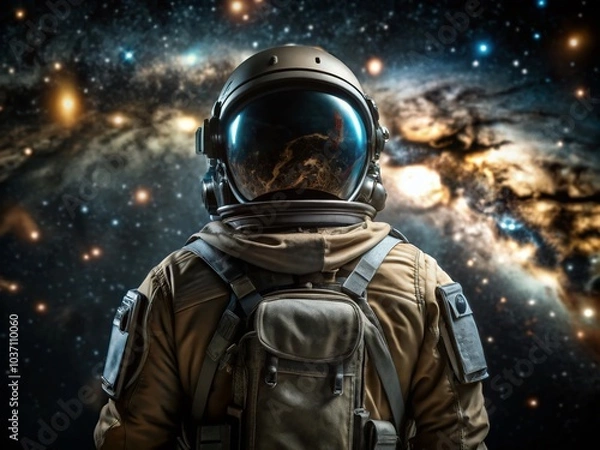 Fototapeta Astronaut in Space Suit Gazing into the Cosmos - Stunning Portrait Photography of a Space Explorer